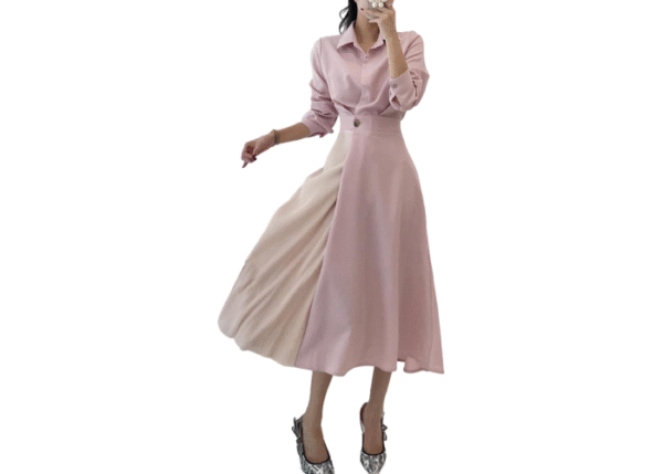 RoyzTocz Women's Shirt, Dress, Switchable Dress, Pleated Dress, Spring, Long Dress, Long Sleeve, A-Line, Slimming,  Beautiful, Casual - Image 3