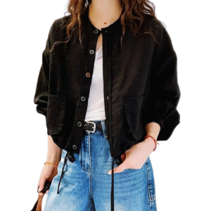 Vmiutyer LLOP Women's UV Cut Shirt, Short Length, Button, Ribbon, Cool, Shirt Jacket with Pockets, Sheer, Thin