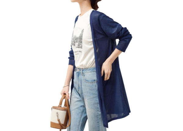 Kobe Lettuce C3703 Ladies’ Long Cardigan, Summer, Lightweight, Loose, Sheer, Long Sleeve, Summer Knit, Cooling Measures, Body Shape Cover - Image 2