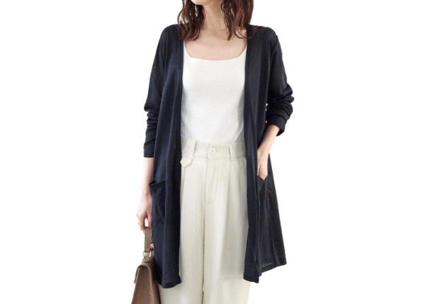 Kobe Lettuce C3703 Ladies’ Long Cardigan, Summer, Lightweight, Loose, Sheer, Long Sleeve, Summer Knit, Cooling Measures, Body Shape Cover